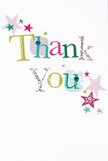 There's a gentle, uplifting spirit in this thank you card, as though every flourish was designed to brighten the day of someone in Archway. The 'Thank You' message springs forward in a lively parade of colours: lime green, pink, vibrant blue, and touches of sparkling silver. Some letters bear tiny stitched lines or dotted patterns-details inspired by the artisanal flair of local Archway designers. Sprinkled around the message, clusters of soft-hued stars in teal, magenta, and silver seem to float like joyfully scattered confetti, adding a sense of movement that evokes the easygoing cheer of gatherings at Archway's community gardens. The background radiates freshness in perfect white, letting each colourful accent and the tactile, subtly raised print shine. It's easy to imagine this card paired with a hand-delivered bouquet, both offering thanks with sincerity and a touch of playful elegance. There's a warmth woven through-never too formal, never too bold-making it the perfect token for expressing appreciation anywhere in the N19 area. Whether for a friend across the road or a colleague nearby, this card embodies the welcoming essence of Archway itself: artistic, heartfelt, and always ready to celebrate a moment of gratitude.